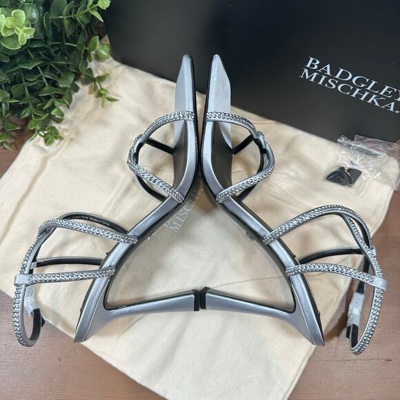 Badgley Mischka Women's Brooke Strappy Bejeweled Stiletto Sandals Heels Size 9.5 - Picture 7 of 11